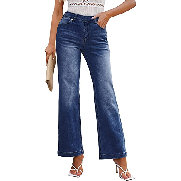 Women's Comfy Seamed Front Wide Leg Jeans