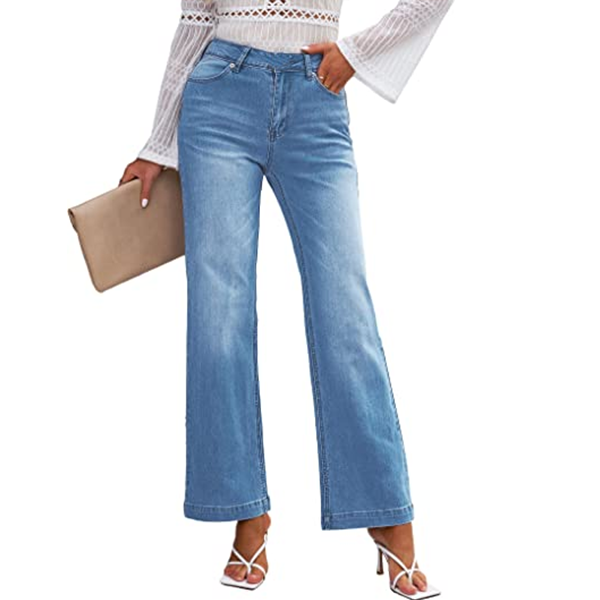Comfy Seamed Front Wide Leg Jeans