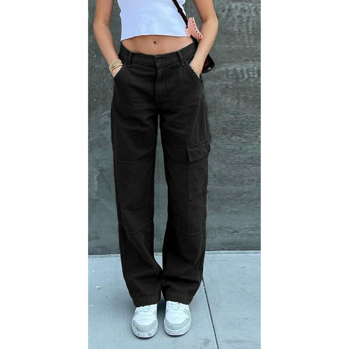 Women's Straight Cargo Pants With Pockets