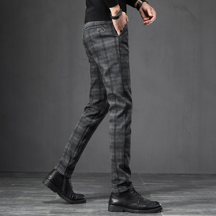 Plaid Work Stretch Pants For Men