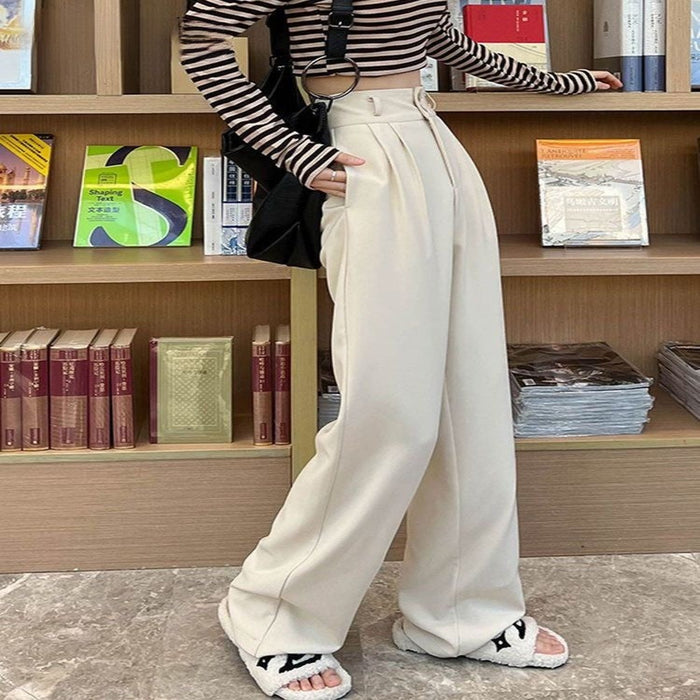 Two Buttons Wide Leg Pants For Women
