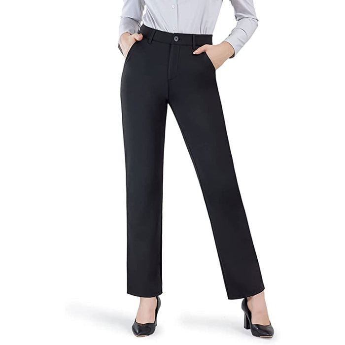 Women's Straight Leg Dress Pants With Pockets Business Casual Trousers For Work