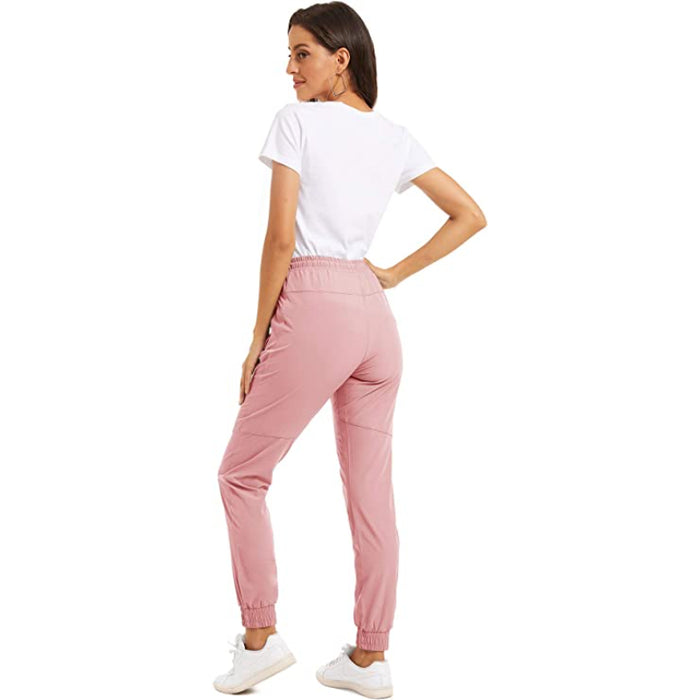 Hiking Pants Lightweight Quick Dry Stretch Elastic Waist Water Resistant Golf Travel Pants with Zip Pockets For Women