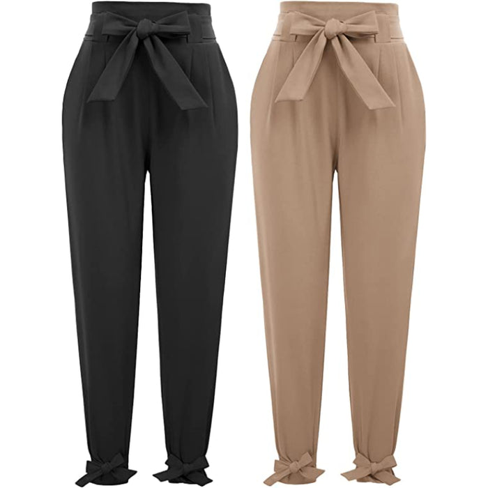 Women High Waist Regular Fit Pencil Pants With Bow-Knot Pockets