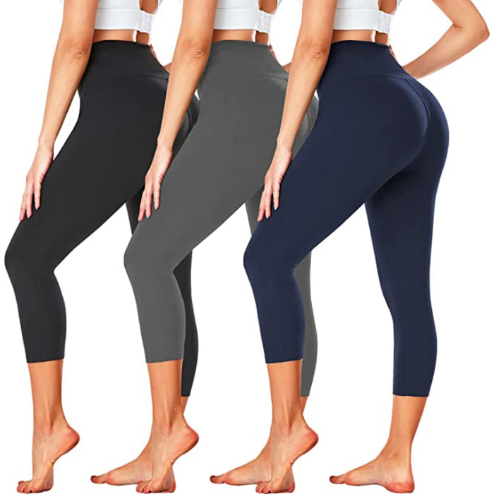 Pack Of 3 Leggings for Women Butt Lift-High Waisted Tummy Control Black Workout Yoga Pants