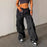 Women Baggy Low Waist Cargo Pants Y2K Parachute Pants For Women Wide Straight Leg Drawstring Trouser With Pocket