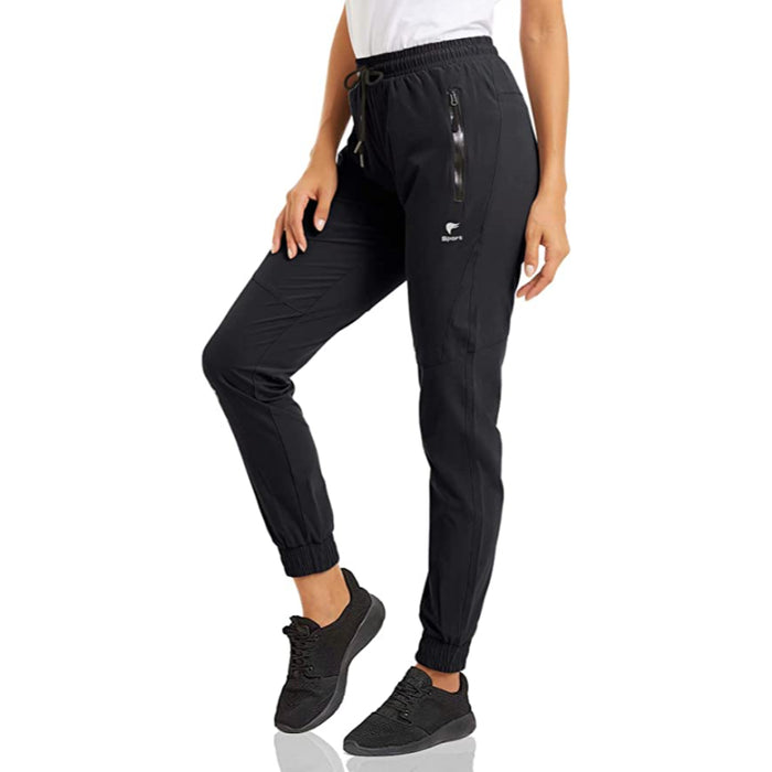 Women's Quick Dry Jogger Hiking Pants With Zipper Pockets Closed Bottom Sweatpants For Workout, Gym, Running