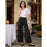 Women's Stretchy High Waisted Work Wide Leg Pants Button Down Casual Sailor Trousers With Pockets