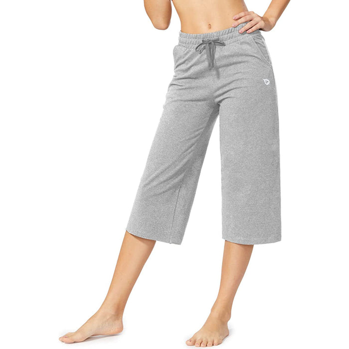 Women's Active Yoga Lounge Capri Pocketed Walking Crop Pants