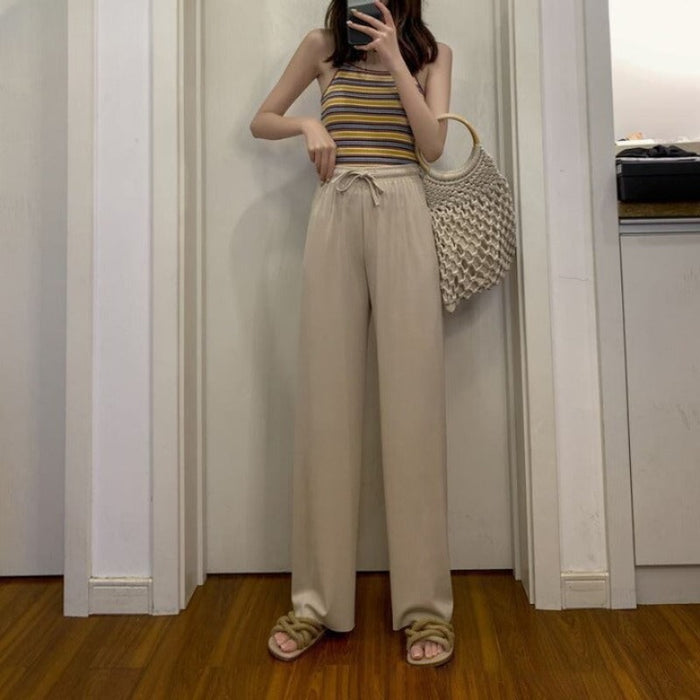 Wide Leg High Waist Straight Loose Thin Trousers