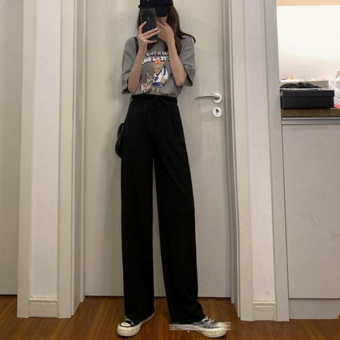 Wide Leg High Waist Straight Loose Thin Trousers