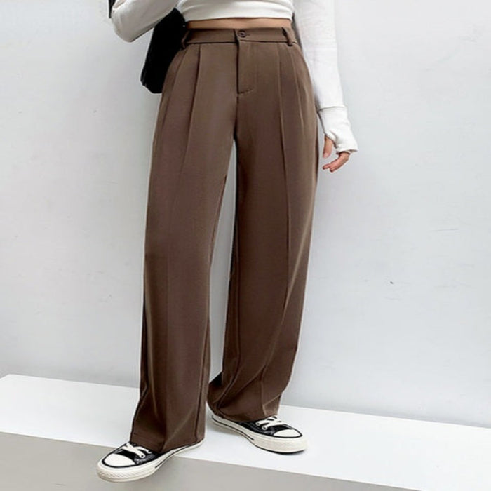 Casual High Waist Loose Fit Wide Leg Pants For Female
