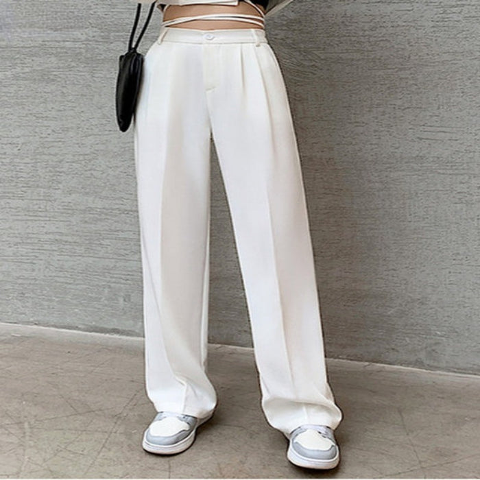 Casual High Waist Loose Fit Wide Leg Pants For Female
