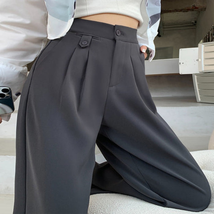 Casual Loose Fit High Waist Wide Leg Pants For Females