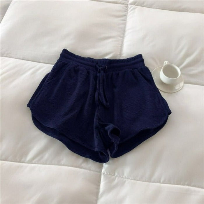 High Waist Ribbed Shorts For Women