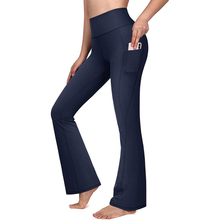 Women's Bootcut Yoga Work Pants Pocket High Waist Flare Workout Bootleg  Leggings 