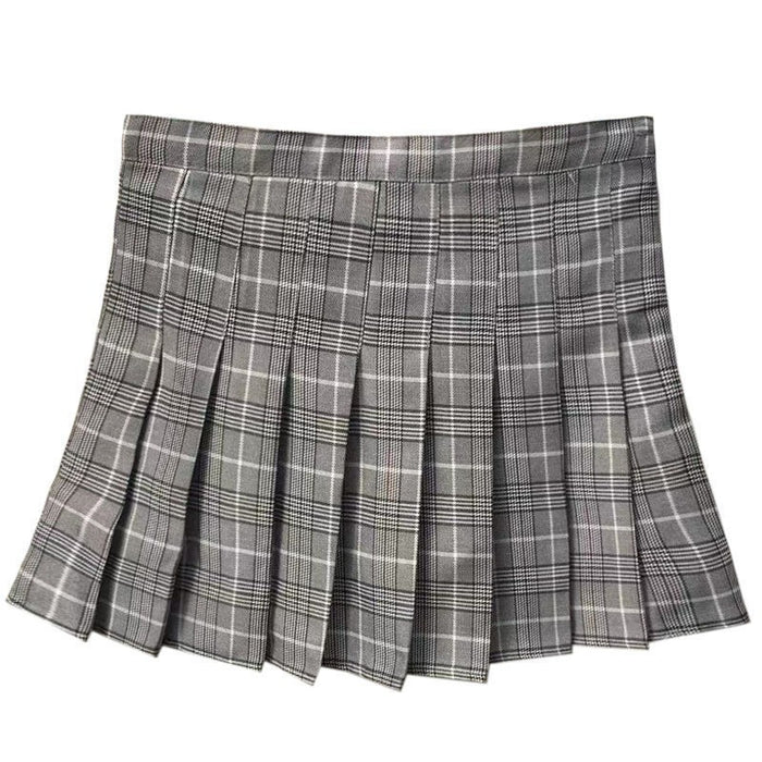 Women High Waist Plaid Pleated Skirt