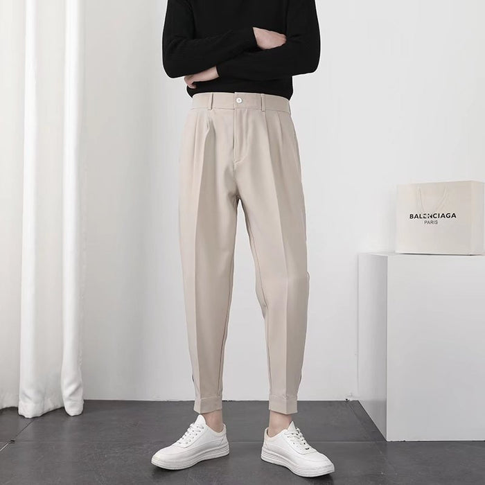 Men's Slim Korean Style Pleated Tapered Blazer Pants
