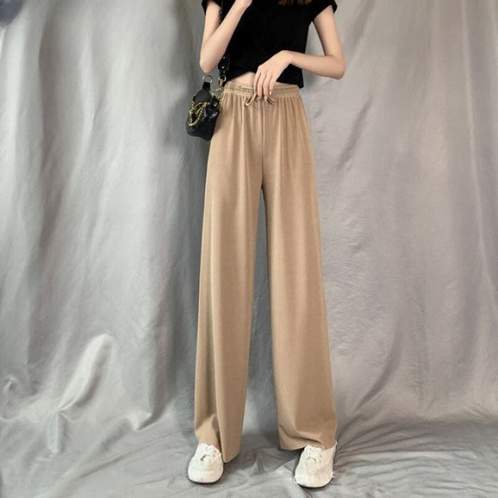 Wide Leg High Waist Straight Loose Thin Trousers