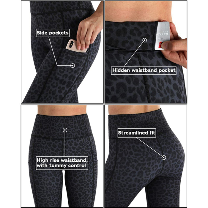Women's High Waist Capri Yoga Pants Workout Leggings with Pockets For Tummy Control