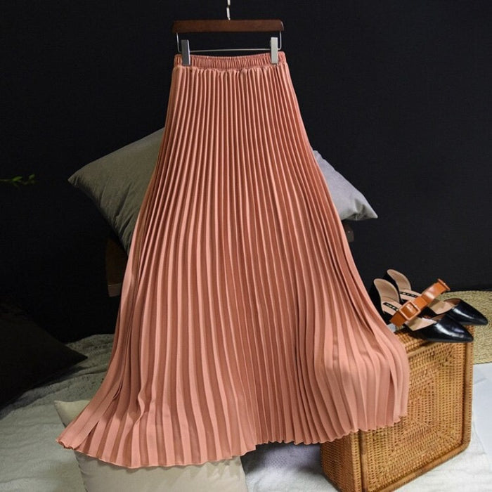 Summer Vintage Women's Long Pleated Skirt