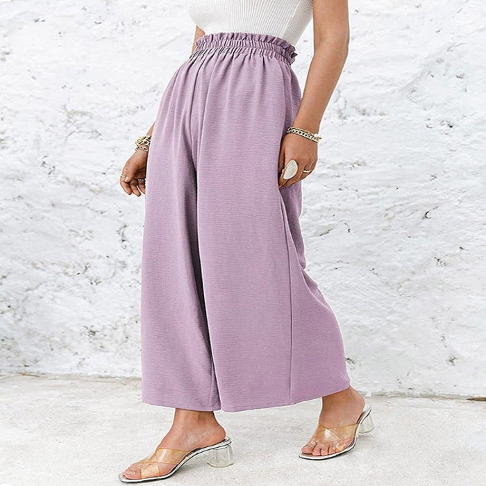 Summer High Waisted Wide Linen Pants For Women