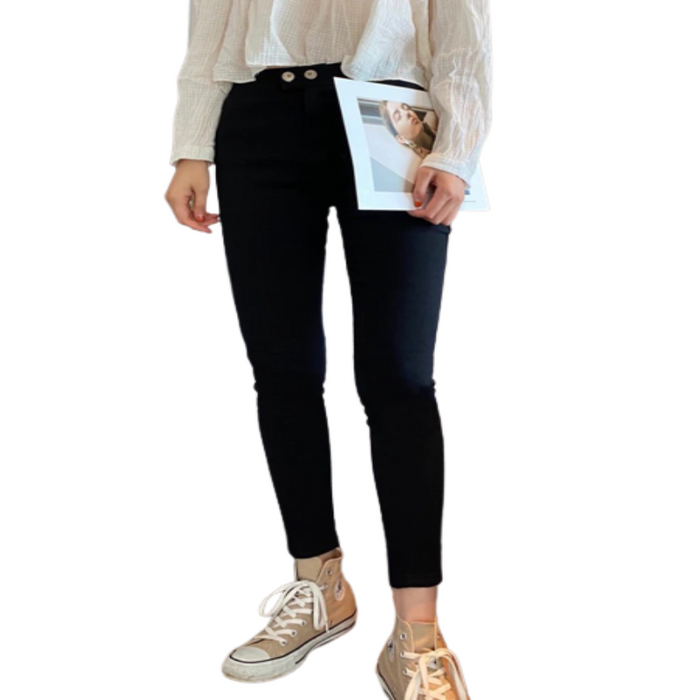 High Waist Skinny Jeans With Elastic