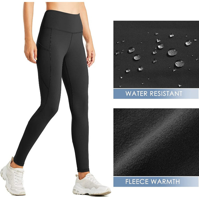 Women's Fleece Lined Leggings Water Resistant Thermal Winter Pants Hiking Yoga Running Tights High Waisted