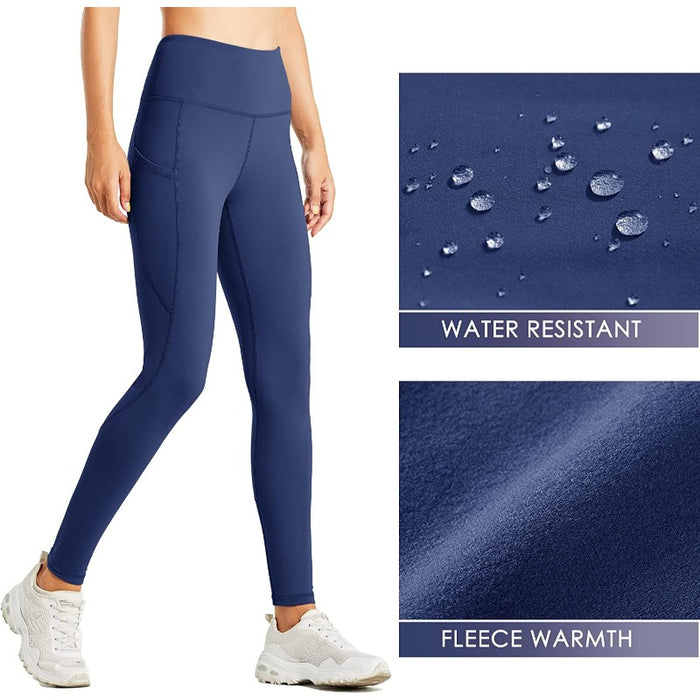 Women's Fleece Lined Leggings Water Resistant Thermal Winter Pants Hiking Yoga Running Tights High Waisted