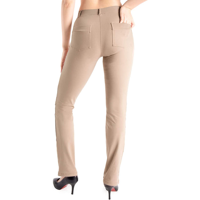 Women's Petite/Regular/Tall Straight Leg Yoga Dress Pants With Belt Loops With 2 Rear Pockets