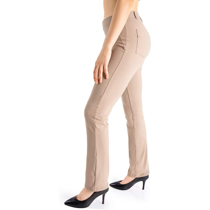 Women's  Solid Petite/Regular/Tall Straight Leg Yoga Dress Pants With Belt Loops