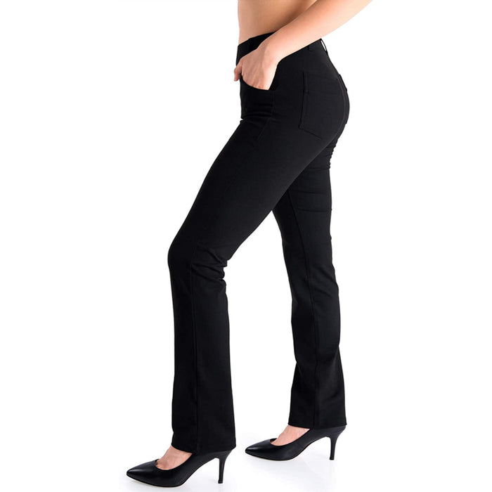 Belt Loops, Women's Petite/Regular/Tall Straight Leg Yoga Dress Pants
