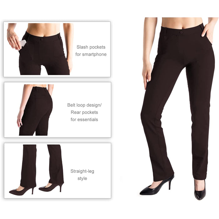 Women's Petite/Regular/Tall Straight Leg Yoga Dress Pants — Legletic
