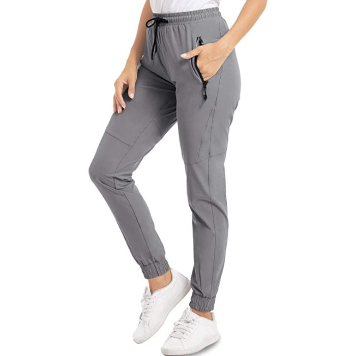 Women's Hiking Pants Lightweight Quick Dry Stretch Elastic Waist Water Resistant Golf Travel Pants with Zip Pockets
