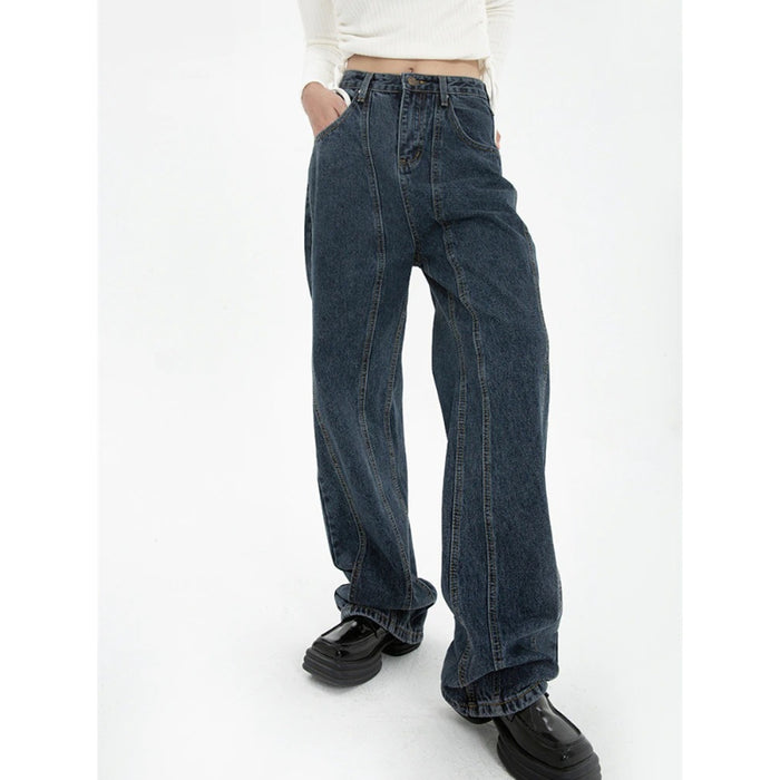 Women High Waist Vintage Straight Baggy Streetwear Jeans