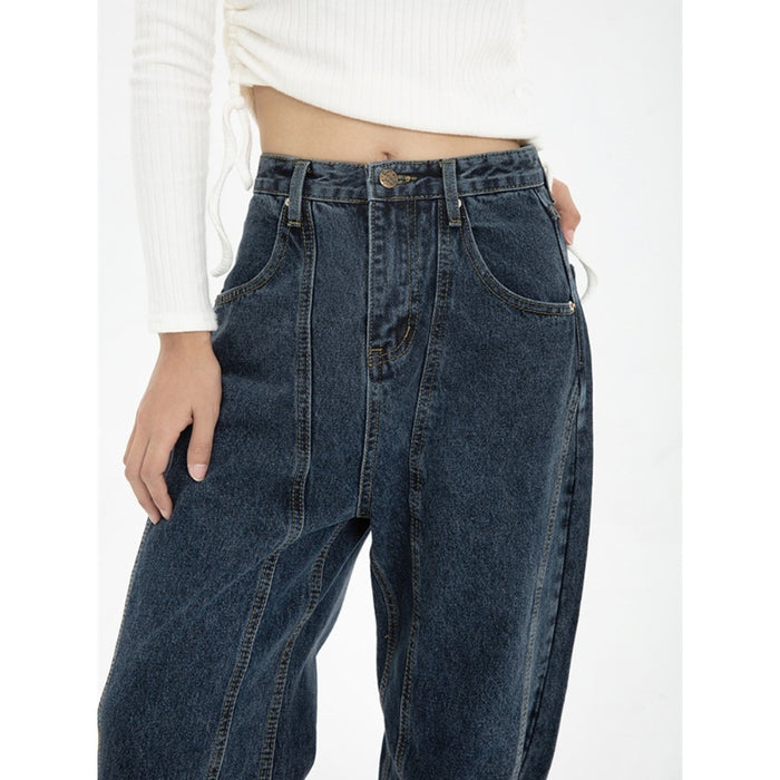 Women High Waist Vintage Straight Baggy Streetwear Jeans