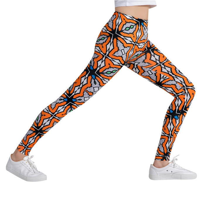Orange Printed Leggings