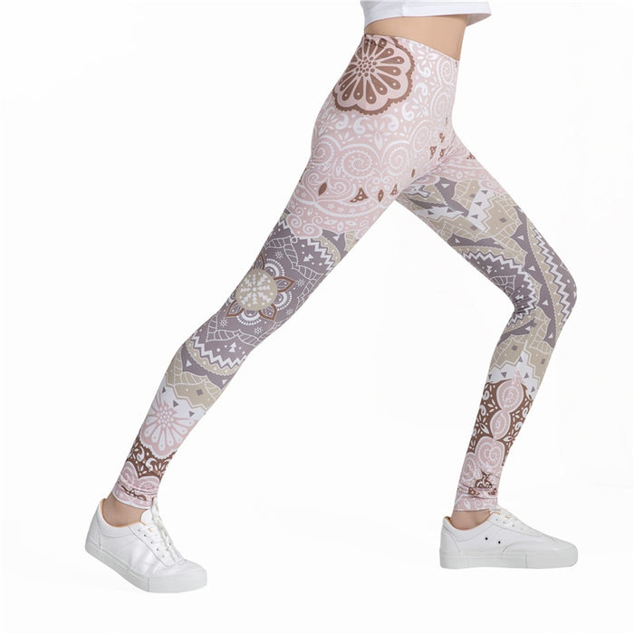 Mandala Beige Color Print Leggings