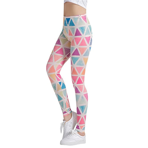 Colorful Triangles Printed Leggings