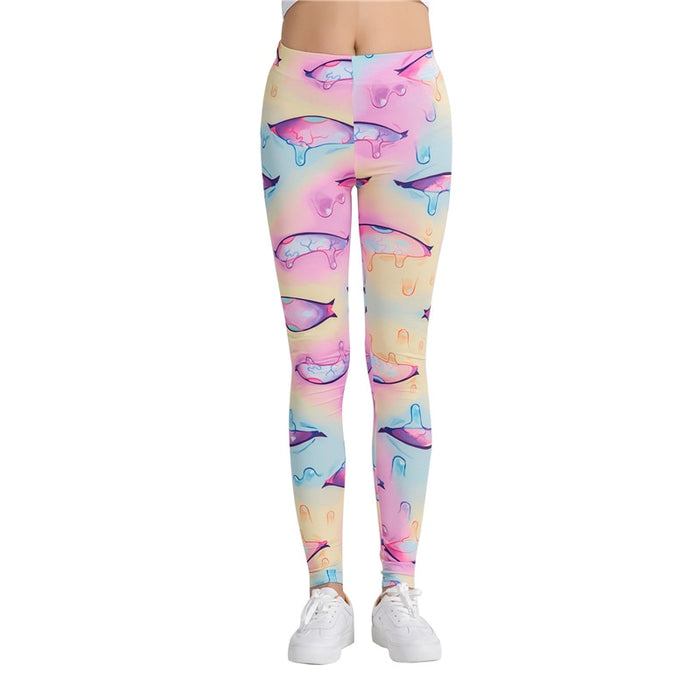 Water Drops Colorful Print Leggings