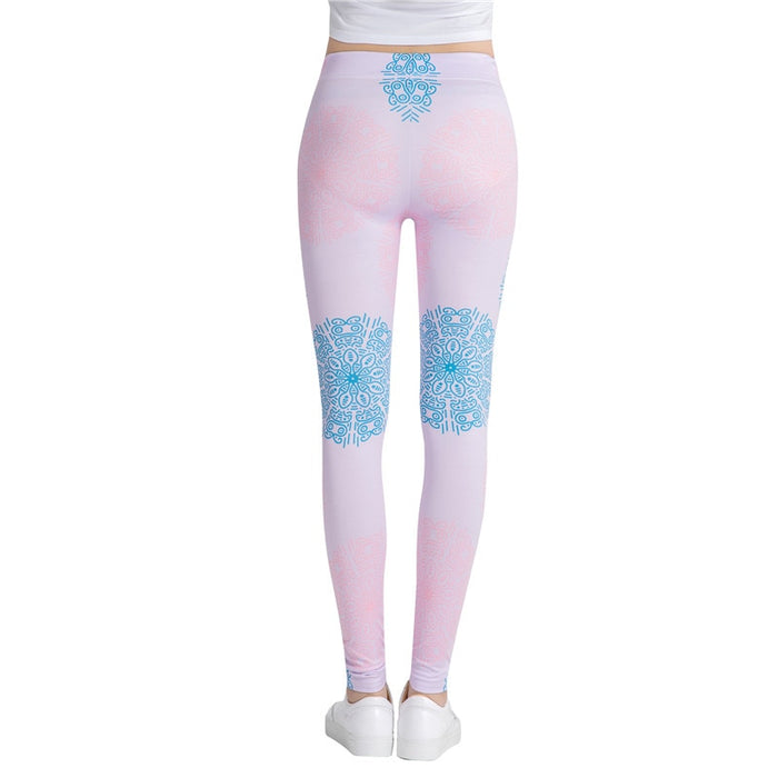 Baby Pink Fitness Colorful Print Leggings