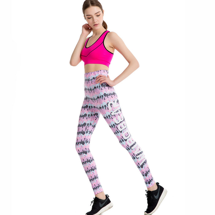 Paint Outflow Scrawl Colorful Print Leggings