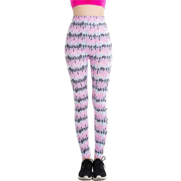 Paint Outflow Scrawl Colorful Print Leggings