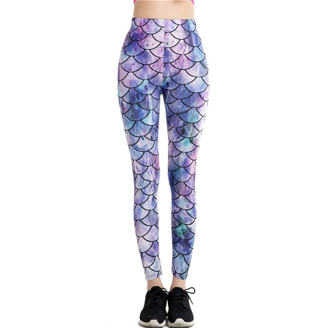 Buy Mermaid Leggings In Turquoise Scale With Mid Rise Waist, 54% OFF