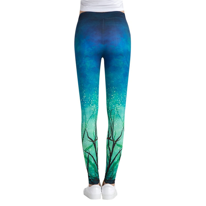 Forest Night Colorful Print Leggings