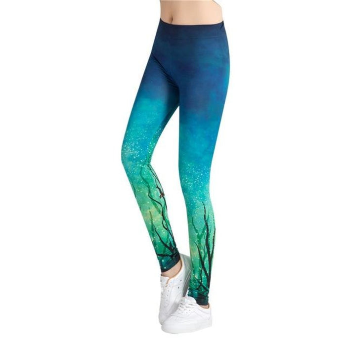 Forest Night Colorful Print Leggings