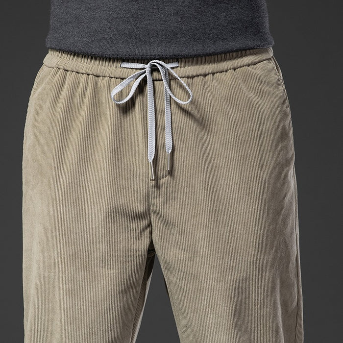 Men's Corduroy Casual Elastic Waist Straight Loose Trousers