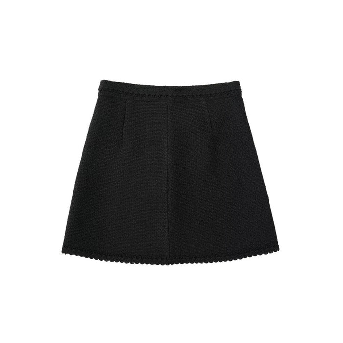 High Waist Patchwork Tweed Mini Skirt