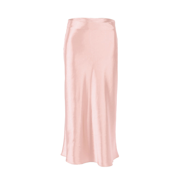 Solid Colors Satin Silk Skirt For Women
